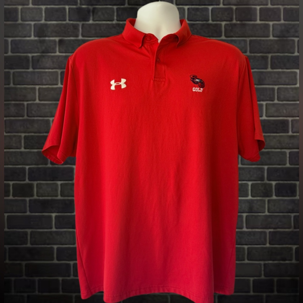 Under Armour SCA Golf Team Polo - Men’s Large Red Scottsdale Christian Academy